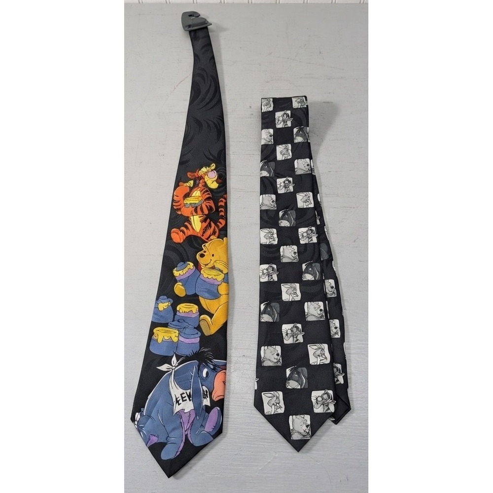 2pc Disney Pooh Vintage Winnie the Pooh Eeyore Tigger Men's Necktie 90s Cartoon